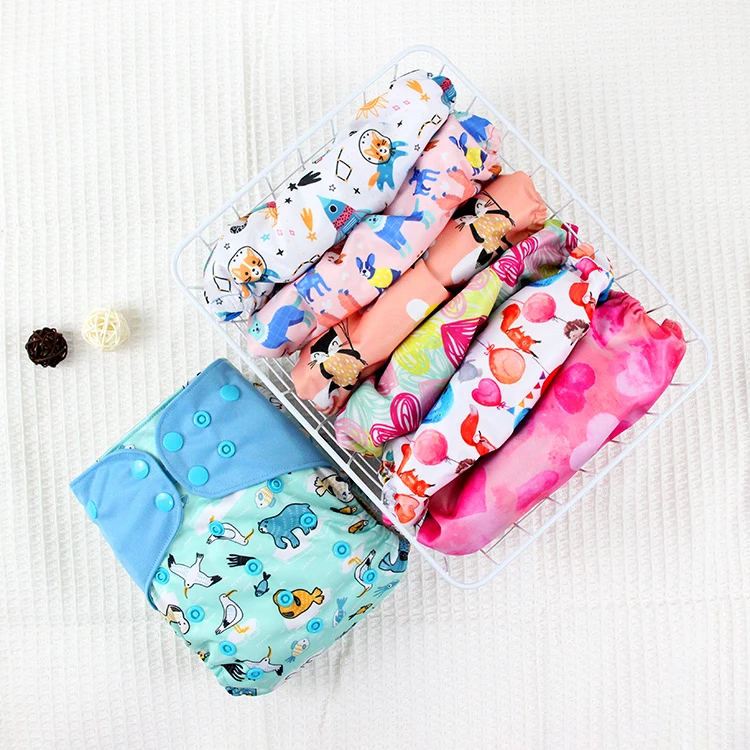 Double Gusset Diapers Newborn Polyester Clothes Diaper Supplier Custom Printed Cloth Diaper