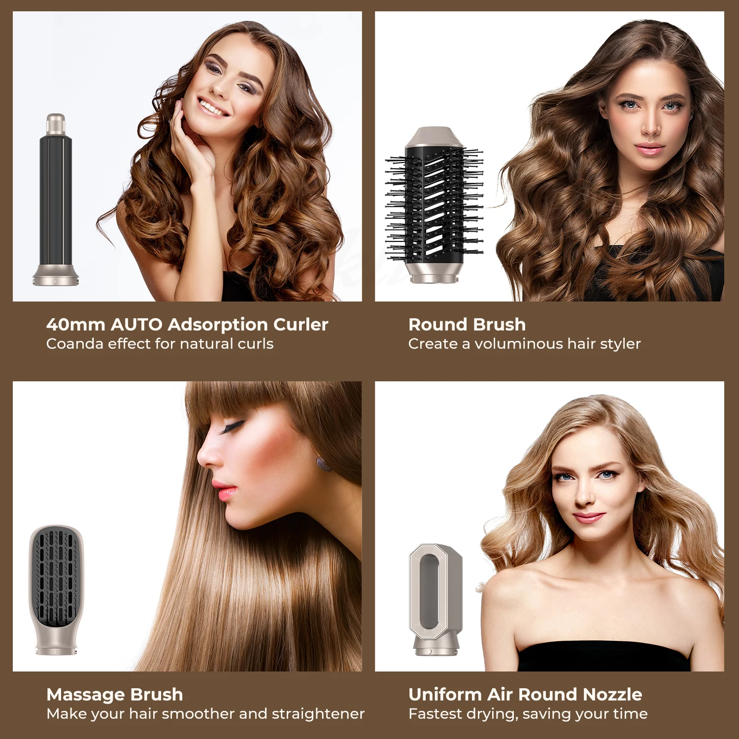OEM 110,000 Rpm High-speed Negative Ionic Hair Dryer Brush Blow Dryer Automatic Curling Iron 6 In 1 Hot Air Styler Hair Dryer