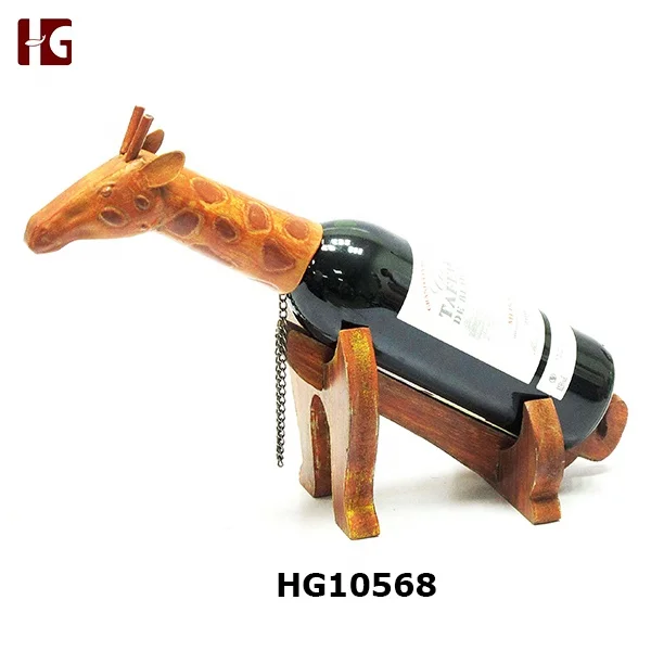 New Design Home decorative Wine Bottle Holder Cute Wood Horse Single Wine Holder