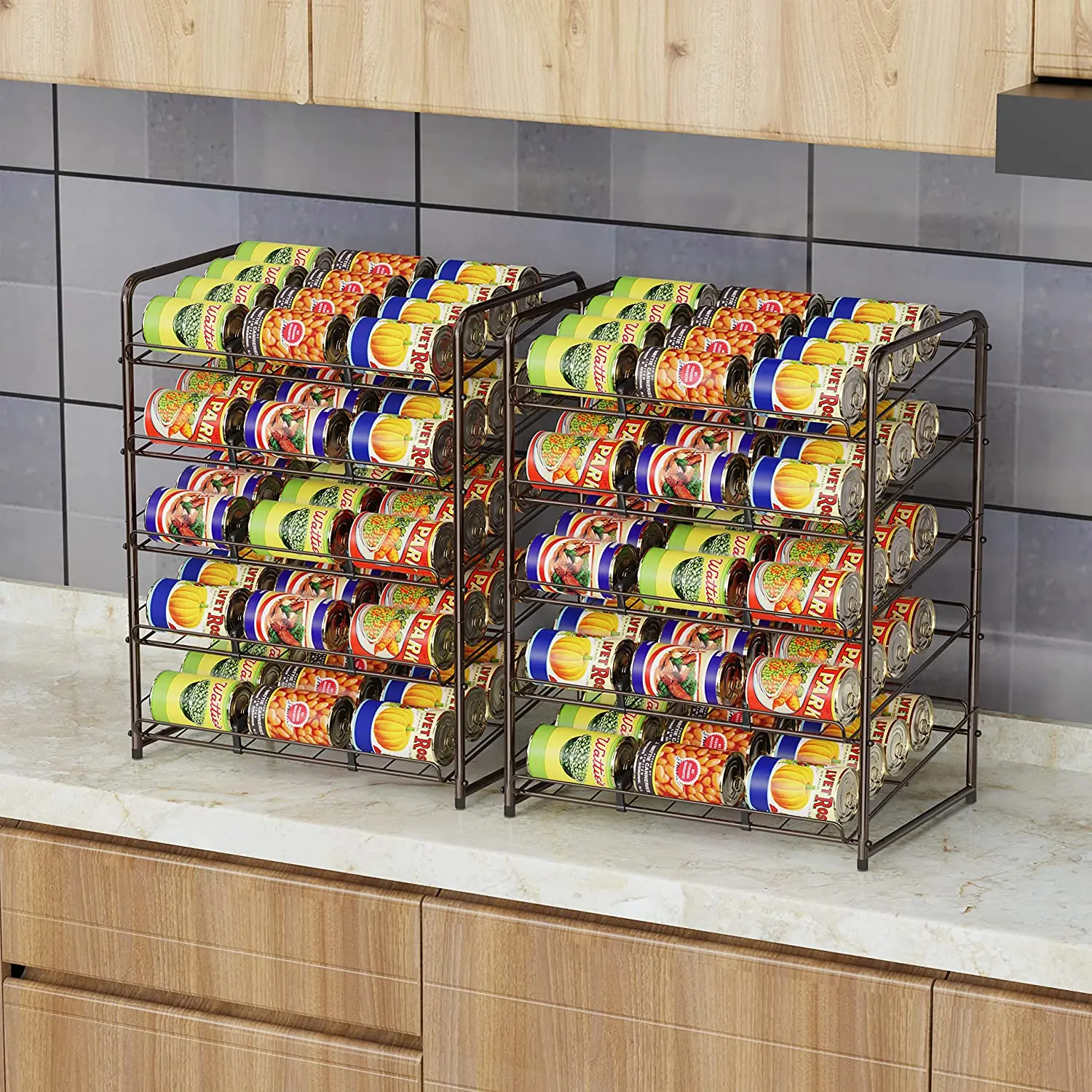 Counter-top Metal Brown Commercial Beverage Display Rack for Supermarket, Household Can Storage Rack