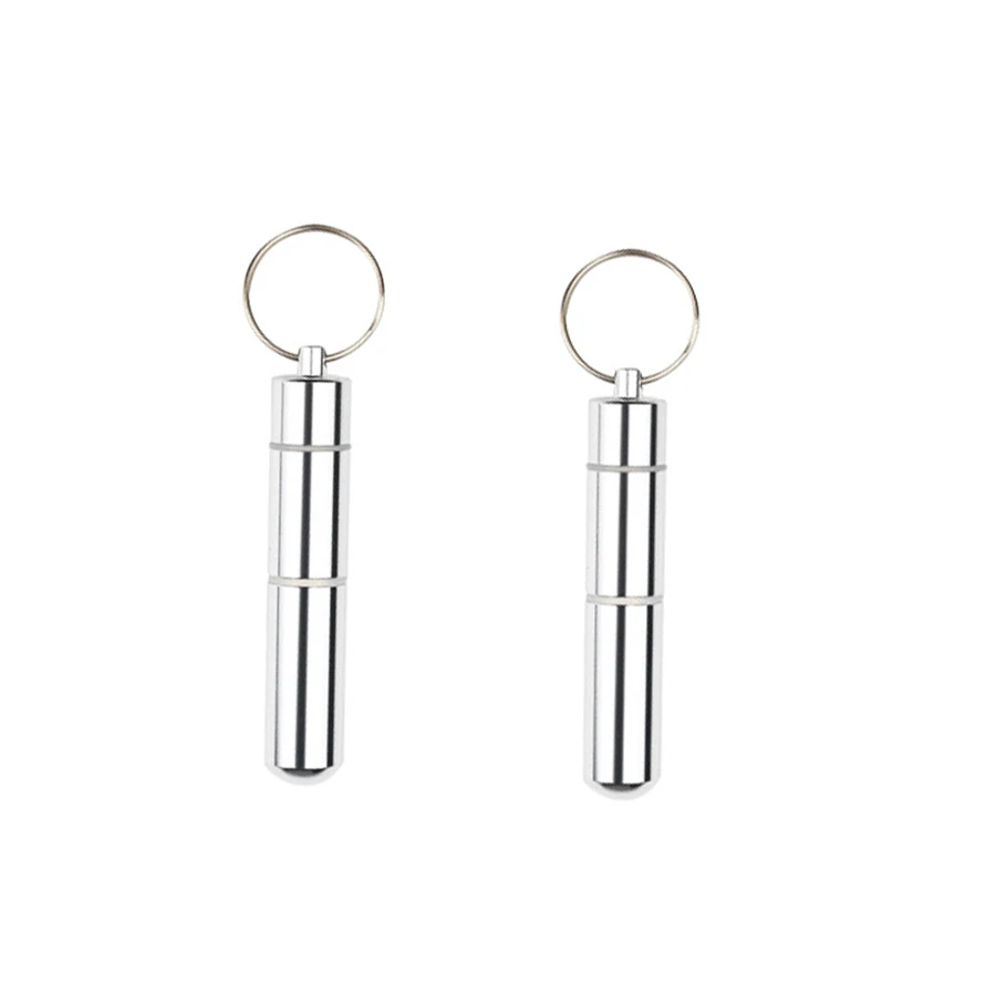 Wholesale Stainless steel 304 Portable Toothpick Pocket Toothpick Holder Metal Pill Case with Key Ring