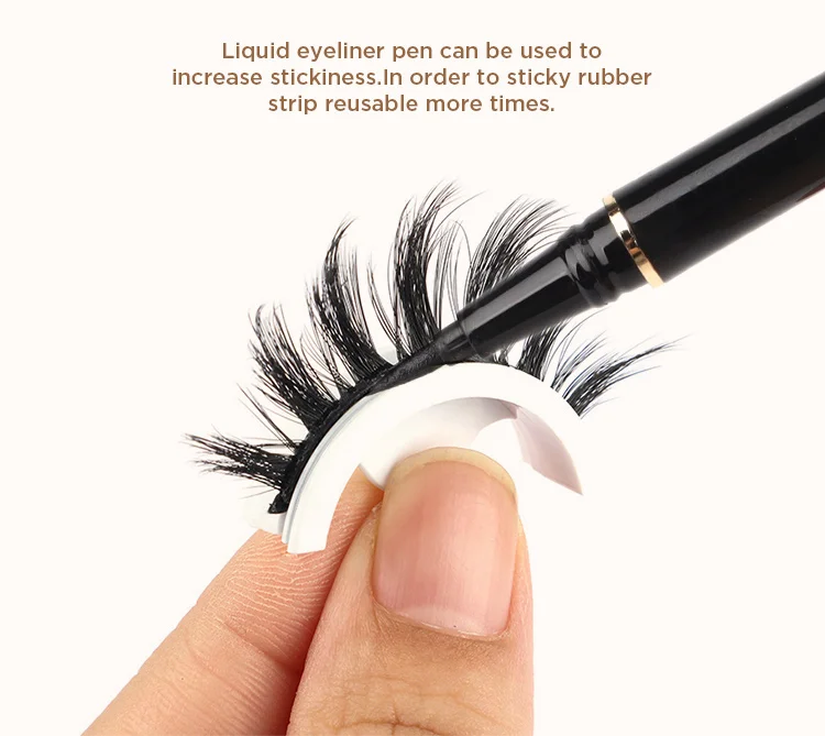 Hollyren Waterproof Preglue For Eyelashes Black Clear Band Self Lash Glue 3d Reusable Self Adhesive Eyelashes Without Glue