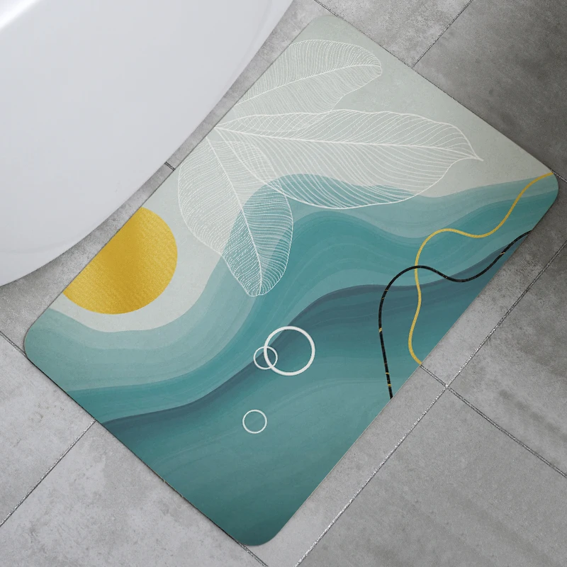 Hot Sell Quick-drying Printed Diatomaceous Earth Bath Foot Mat And Absorbent Anti Slip Shower Mat