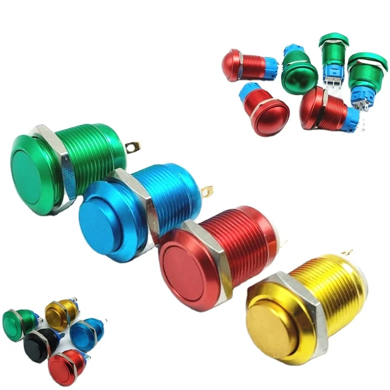 22mm Waterproof Push Button Ring Led Red Blue Green Momentary On Off Push Button Switch With Wire
