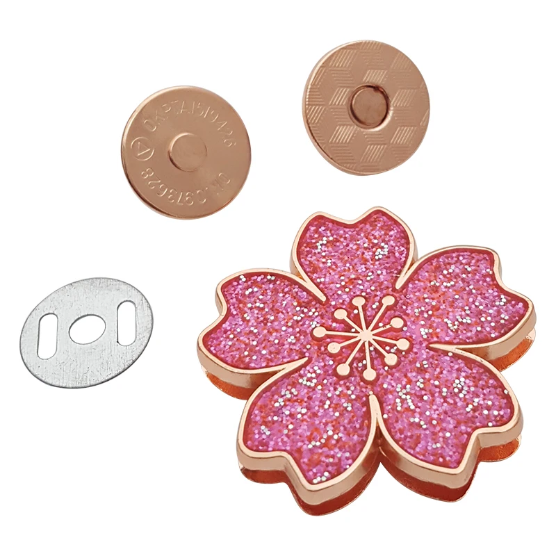 Wholesale Magnet Button Cherry Blossoms Magnetic Snap Buttons Leather Sewing Colorful Magnetic Buckle