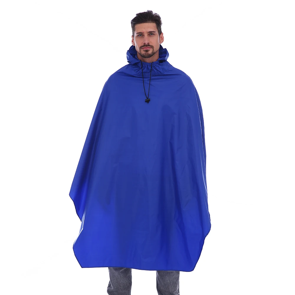 Black Hooded Waterproof PVC Plastic Vinyl Rain Poncho for Adults