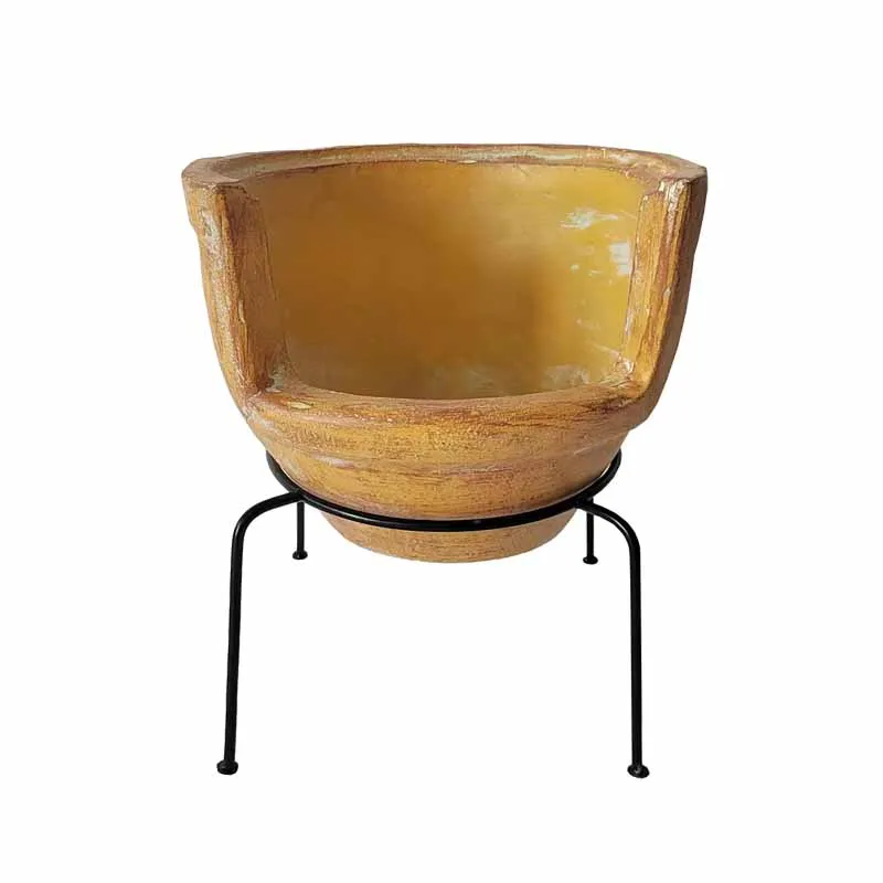 Popular fire pit outdoor clay chiminea with pizza oven stone