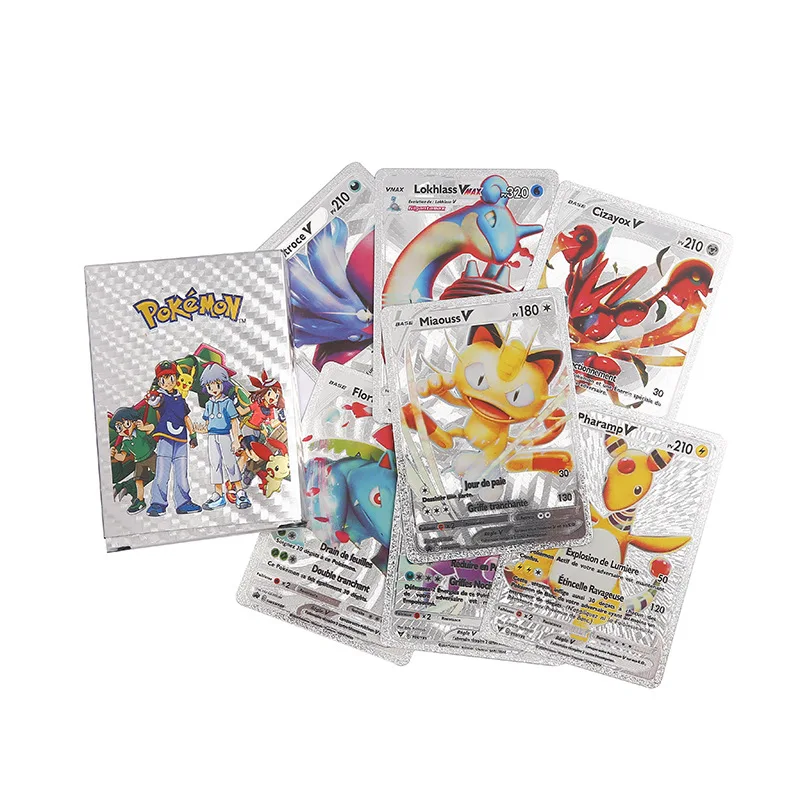 55pcs/box English French Spanish playing games cards pokemoned cards poke mon carte gold poke mon pokemoned cards