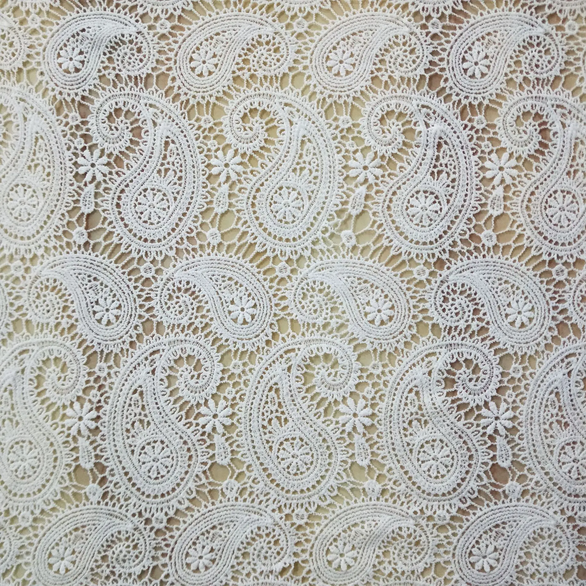 Fashion Paisley Embroidered Lace Water Soluble Polyester Milk Fiber Lace Fabric For Dress Blouse T-shirt