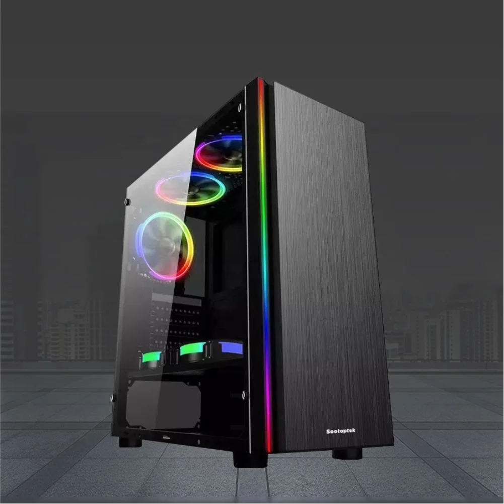 hot sale Tempered Glass Cabinet Computer gamers Cases Towers Desktop PC With Power Supply Gaming Computer Cases & Towers