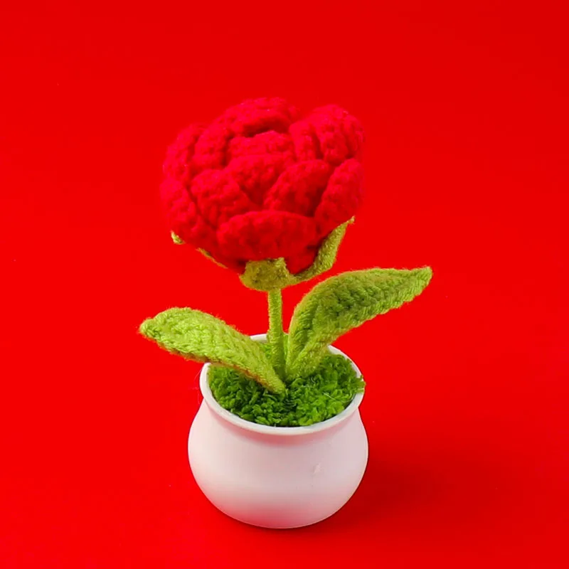 Wholesale Handmade Woven Sunflower Tabletop Decoration for Home Decor Various Styles Potted Woolen Flowers