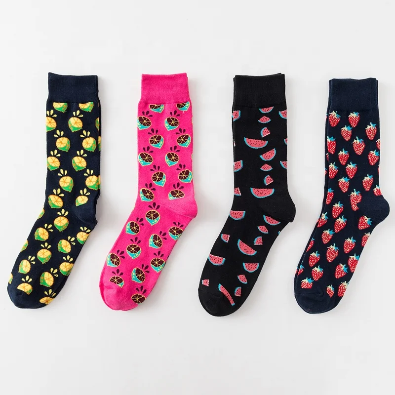 Wholesale custom logo compressed stockings comfortable cotton soft dress fruit sport socks