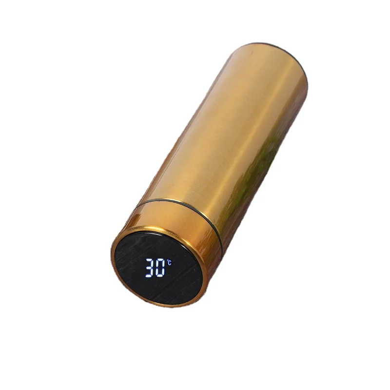 Дорожная Роскошная кофейная Экологически чистая Вакуумная бутылка для воды со сменным аккумулятором и цифровым дисплеем температуры, 500 мл
