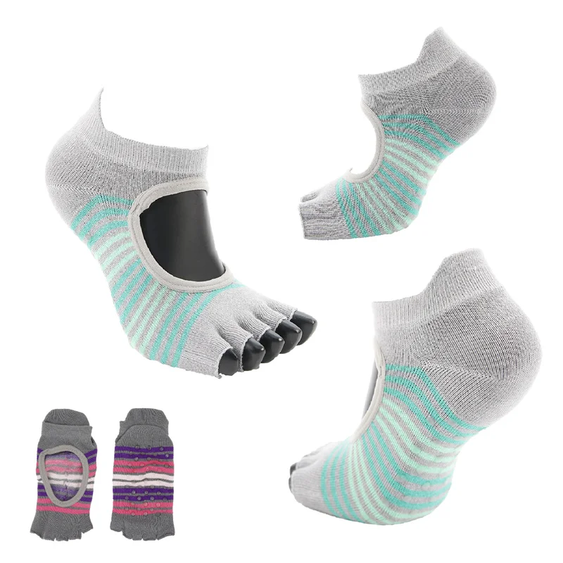 
Custom Design Cotton Soft Toes Yoga Socks Open Toe 