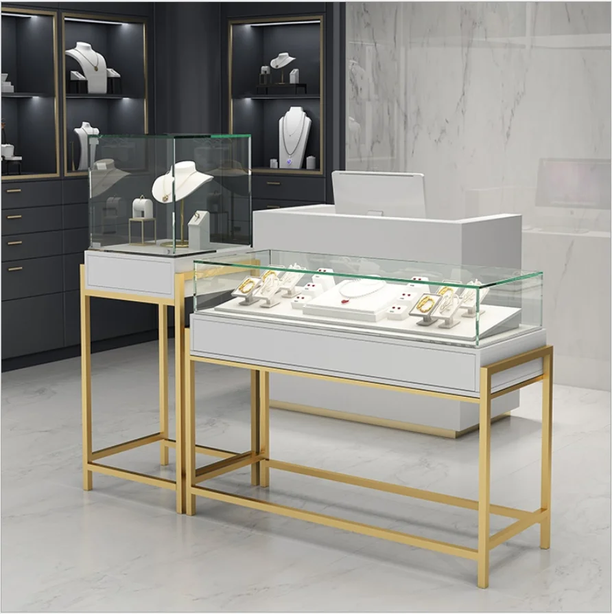 Factory Free Design European Led Light Transparent Jewelry Display Showcase Cabinet Jewellery Shop Interior Design