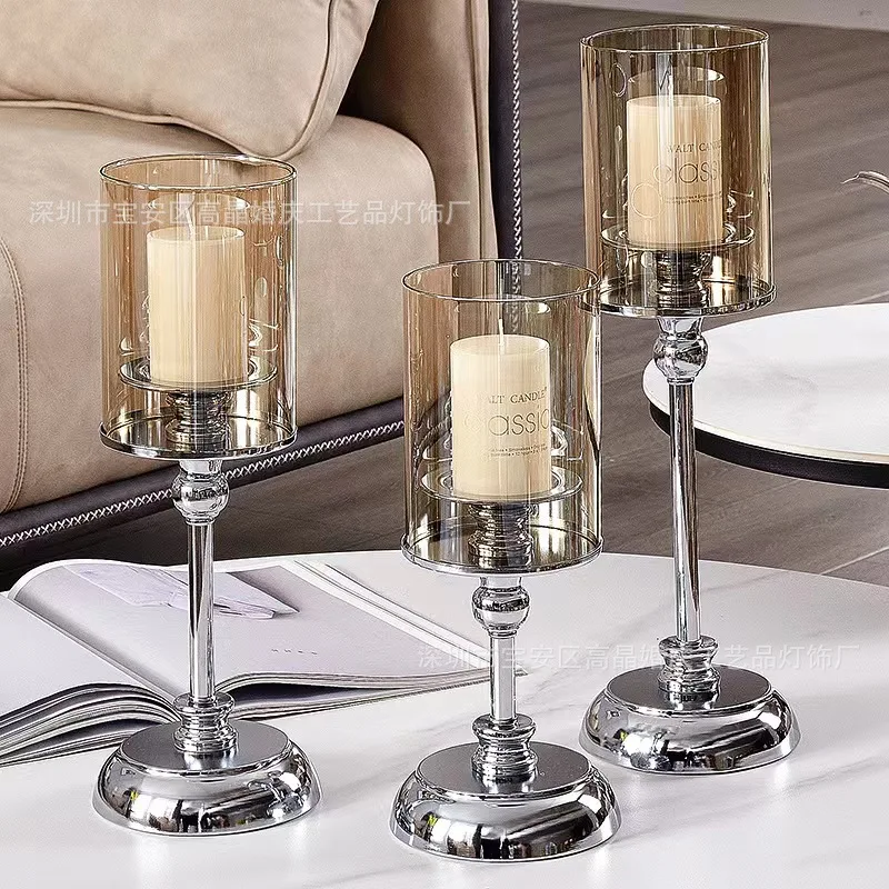 Luxury Modern Vintage Metal Glass Candle Holders Metal Glass Candle Jars for Home Decoration
