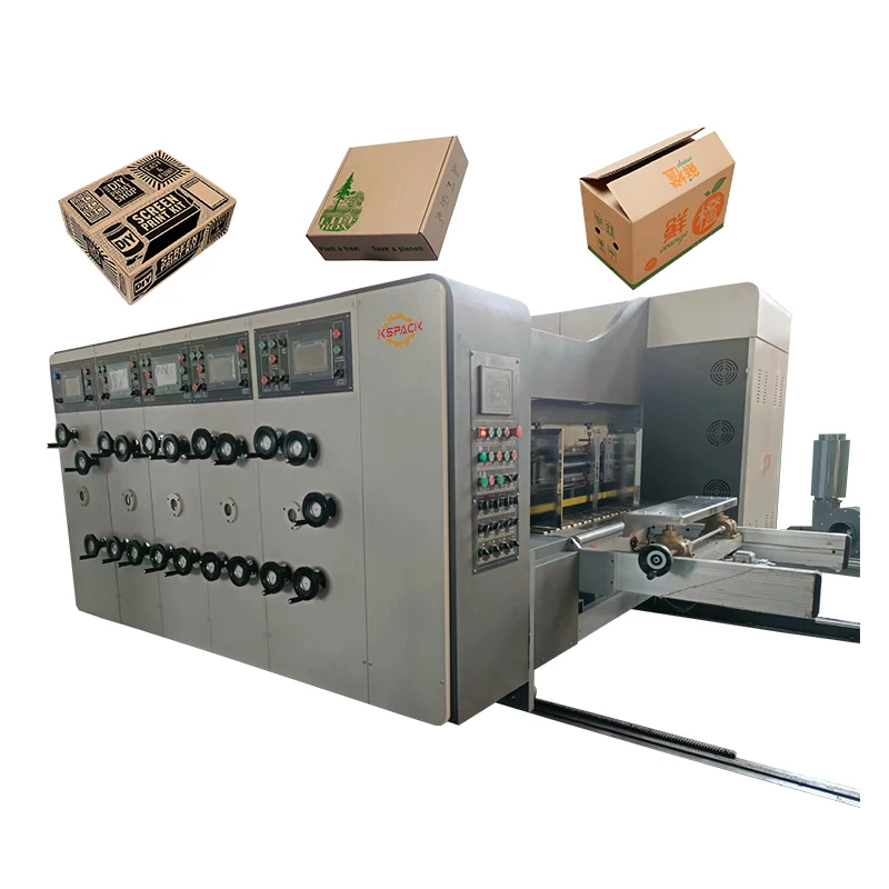 automatic paper products corrugated carton box pizza box  printing machine three color printing slotter die cutting machine