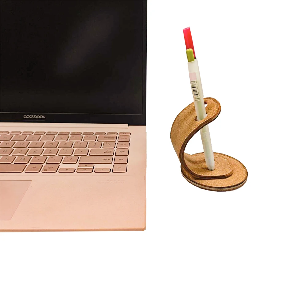 2024 New design office stationery leather pen organizer handmade pen container portable leather pen stand holder