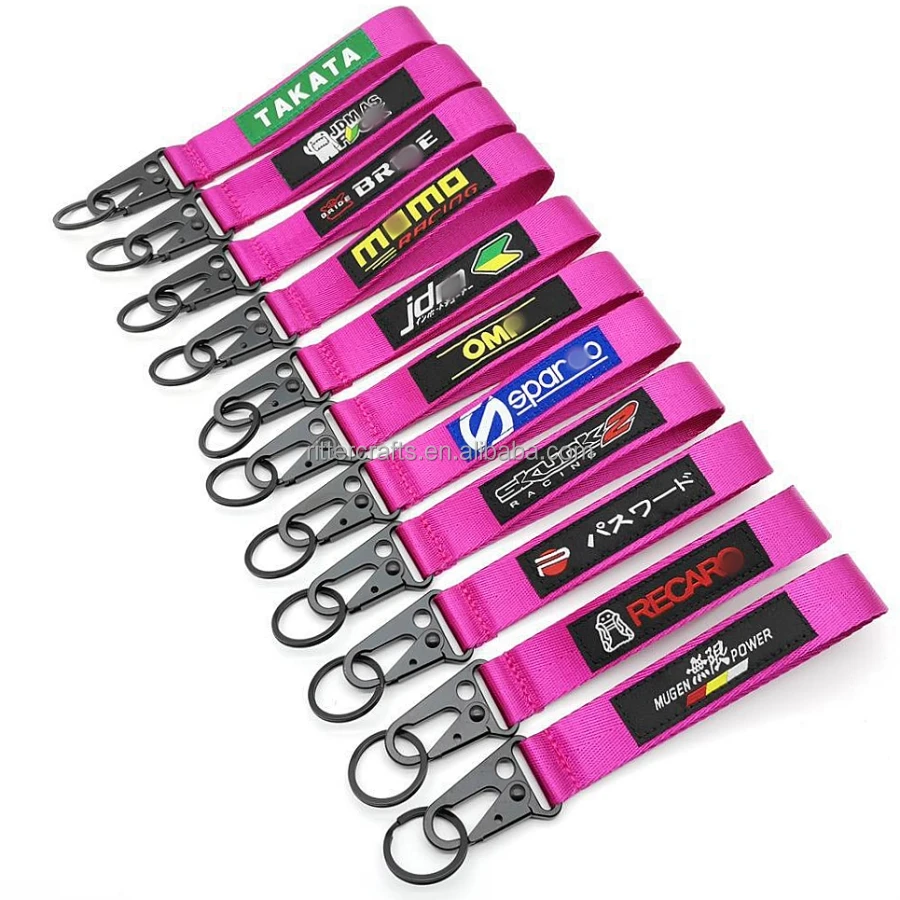 Keychains JDM Racing Car Sport Fabric Key Strap Modified Car Accessories Carabiner Lanyard Keychain Llavero De Coche Modificado