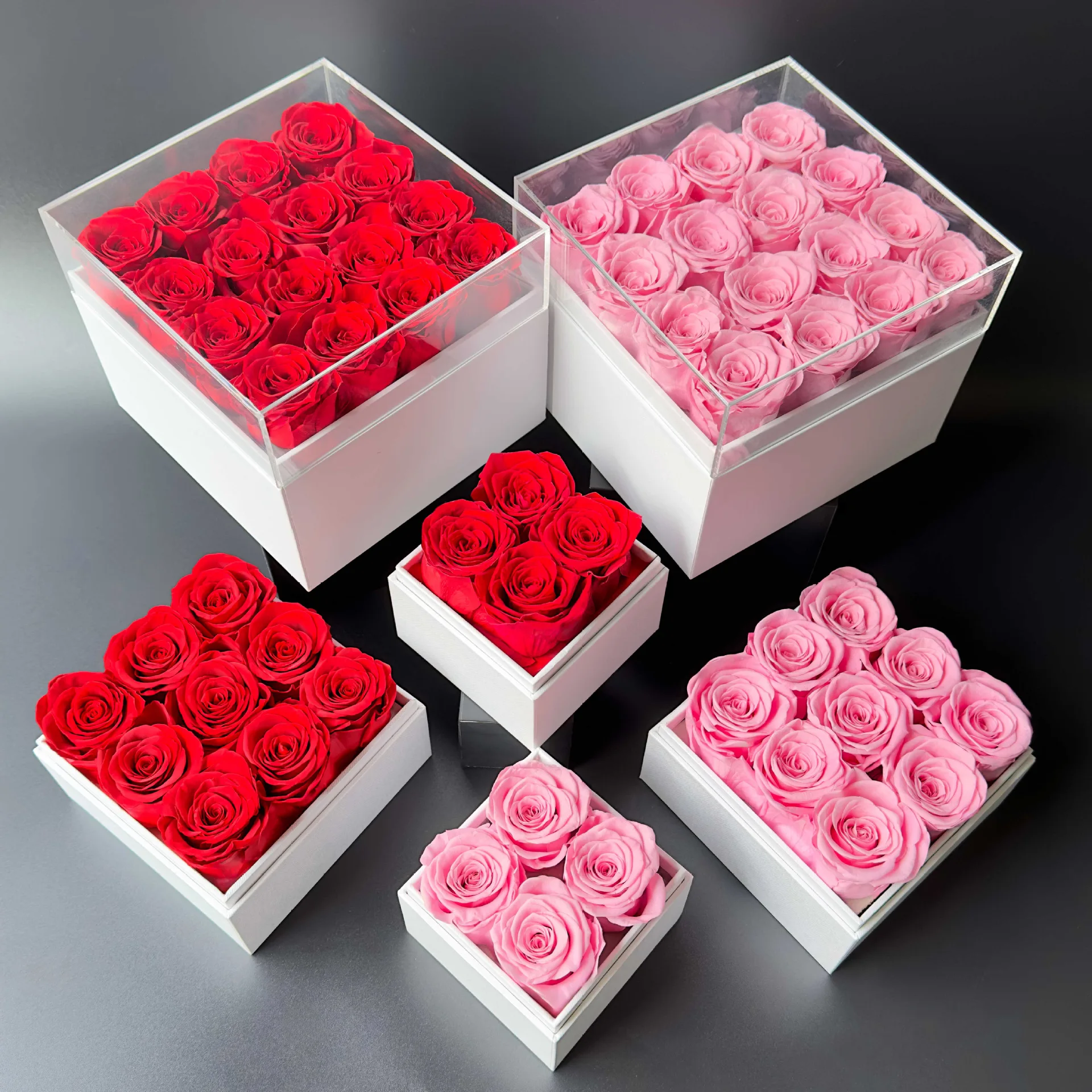 Wholesale Forever Flower Valentines Day Gift 16 Eternal Immortal Infinity Rose Gift Box Xmas Preserved Flowers In Square Box
