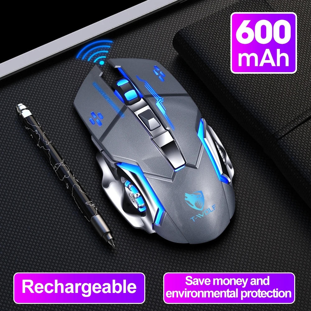 Mouse Q13 gaming wireless mouse rechargeable 2.4GHz 2400dpi USB mice 6D optical LED light for gamer PC computer laptop