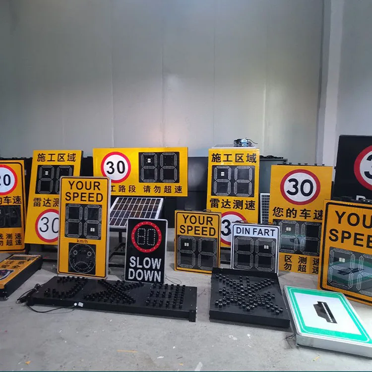 Outdoor Traffic Road Warning LED Display Solar Power Radar Speed Limit Sign