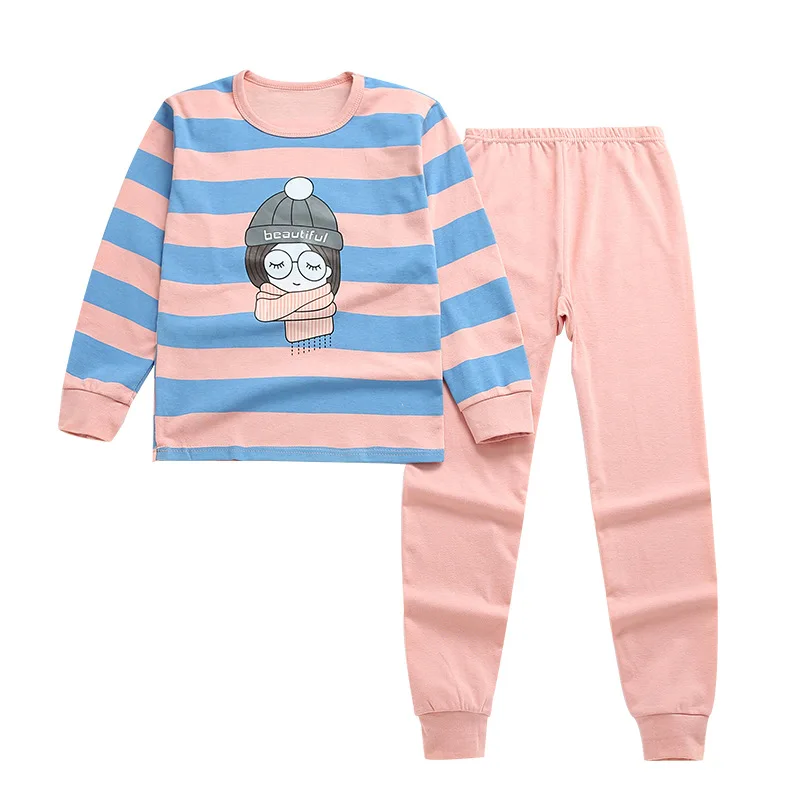cotton sweater thermal underwear sleepwear suits for children boys girls male female kids sleeping wear breathable sweat pajamas