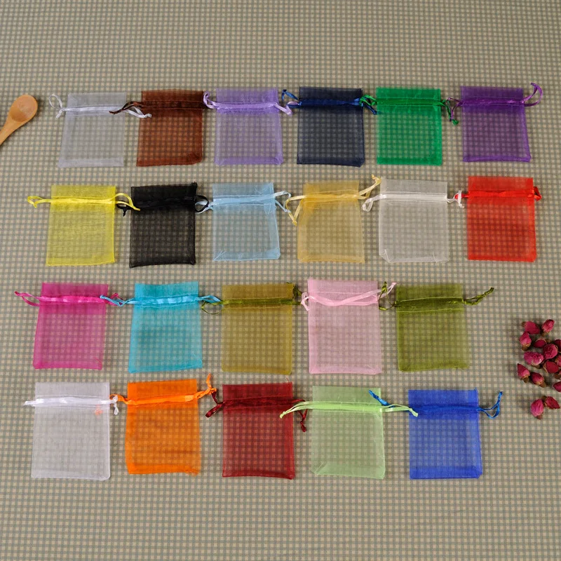 Manufacturers wholesale stock organza bag bundle mouth plain gift jewelry packaging yarn bag sample cosmetics yarn bag