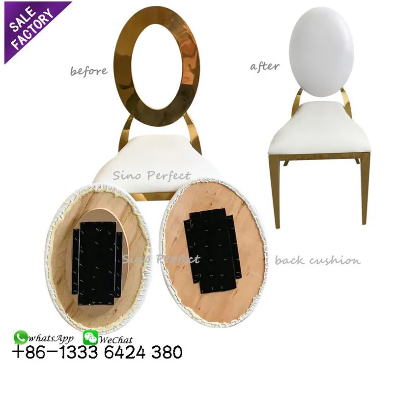 Favorable Price Round Pattern Back Stainless Steel Golden Party Event Chairs Wedding Banquet Furniture