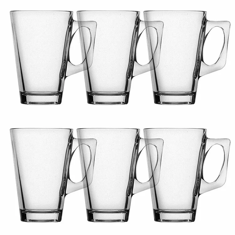 6 шт./набор, многоразовые стеклянные чашки с ручкой, 250 мл