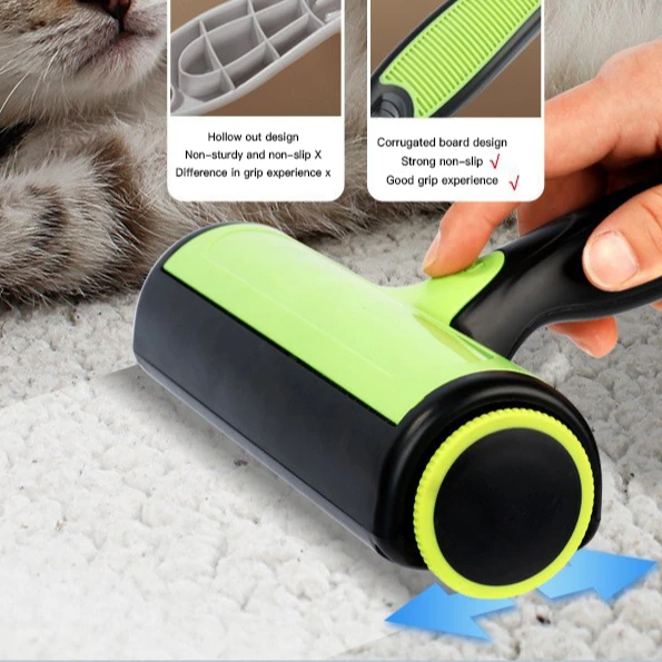 2023 Wholesale Two-way Pet Hair Remover Roller Sofa Cleaning Dog Cat Hair Sticky Roller Brush