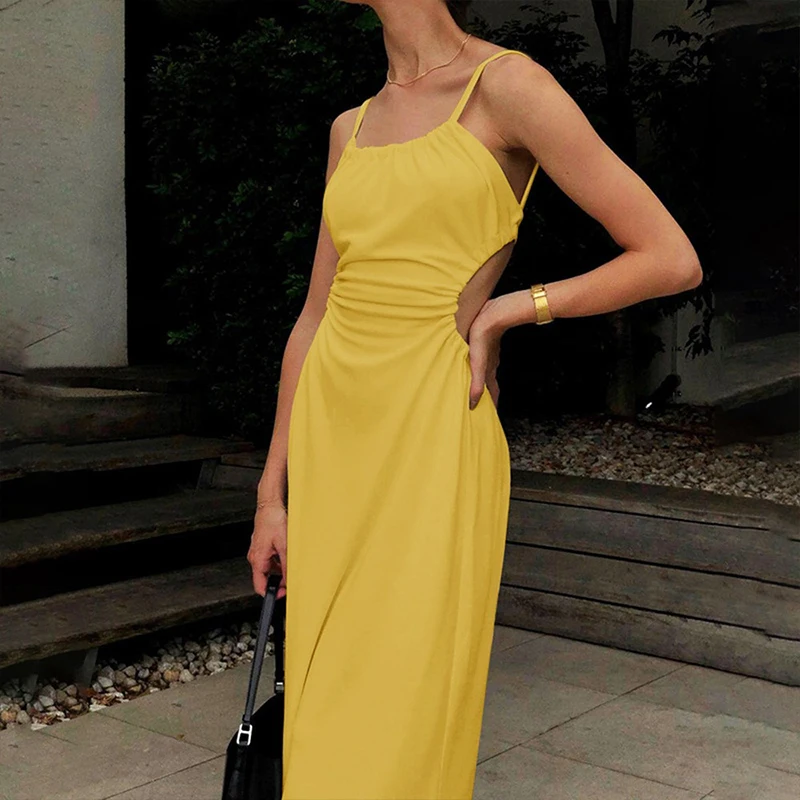 Summer Backless Sleeveless Maxi Cutout Slip Dress Custom Women Casual Dresses