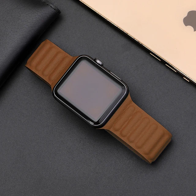 Кожаный магнитный ремешок для apple watch 7 iwatch 7 band 42 мм 38 мм, браслет для наручных часов apple watch 44 мм 40 мм