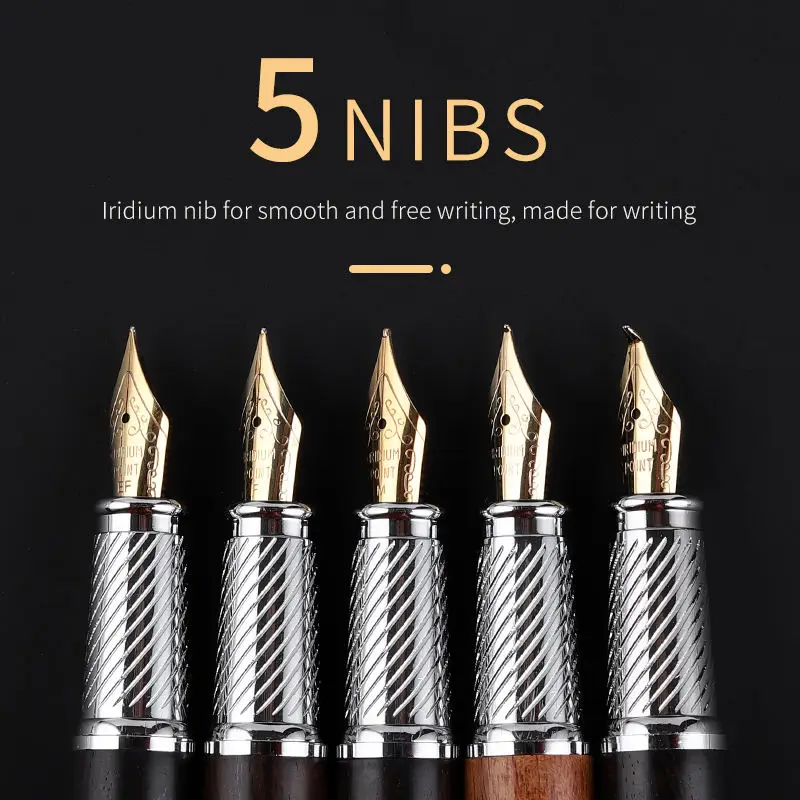 Hot selling promotional luxury classic business executive office writing wood fountain ink pen with gift box