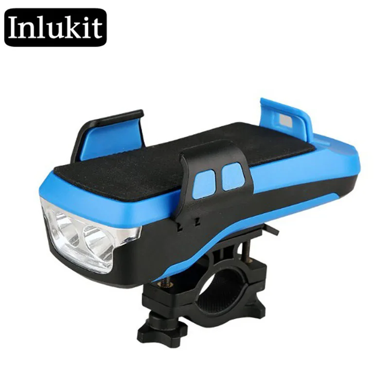 Bicycle light front light USB charging with mobile phone holder bicycle horn light
