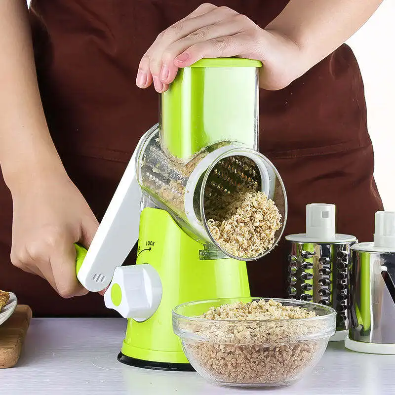 Оптовая продажа измельчитель пищевых продуктов из нержавеющей стали Многофункциональный ручной роликовый нож для резки овощей с тремя лезвиями