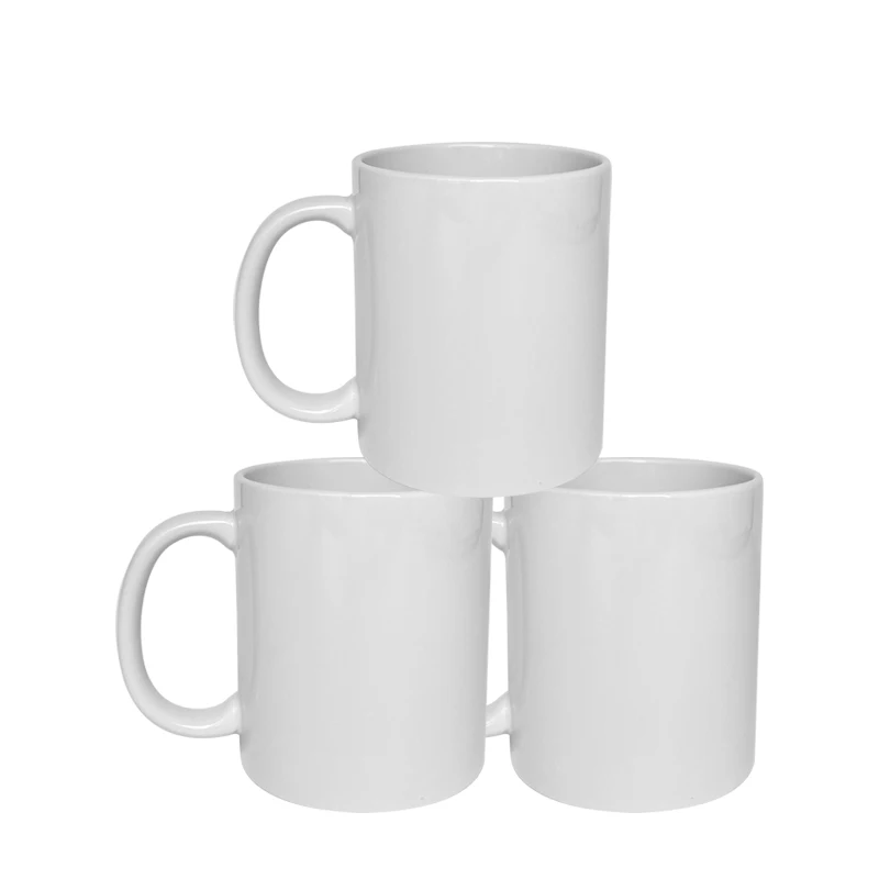 2022 US Wholesale  Sublimation 11oz White Blank porcelain Ceramic Mugs Coated Plain White Mugs for coffee tea milk