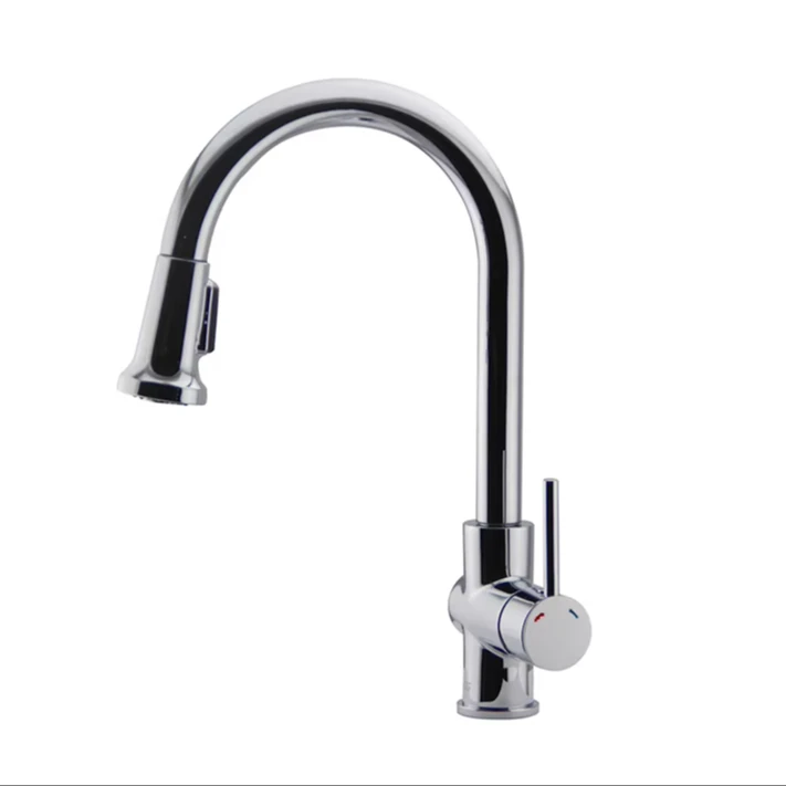 Modern Design Single-Handle Monocomando Kitchen Faucet Brass Material Deck Mounted Pull-Down Spray Head Ceramic Valve Single