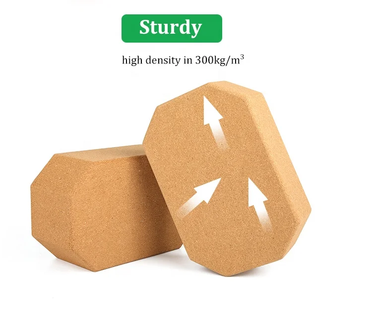 Eco Friendly Custom Logo Private Label Cork Yoga Brick High Density Wholesale 100% Natural Cork Yoga Block For Fitness