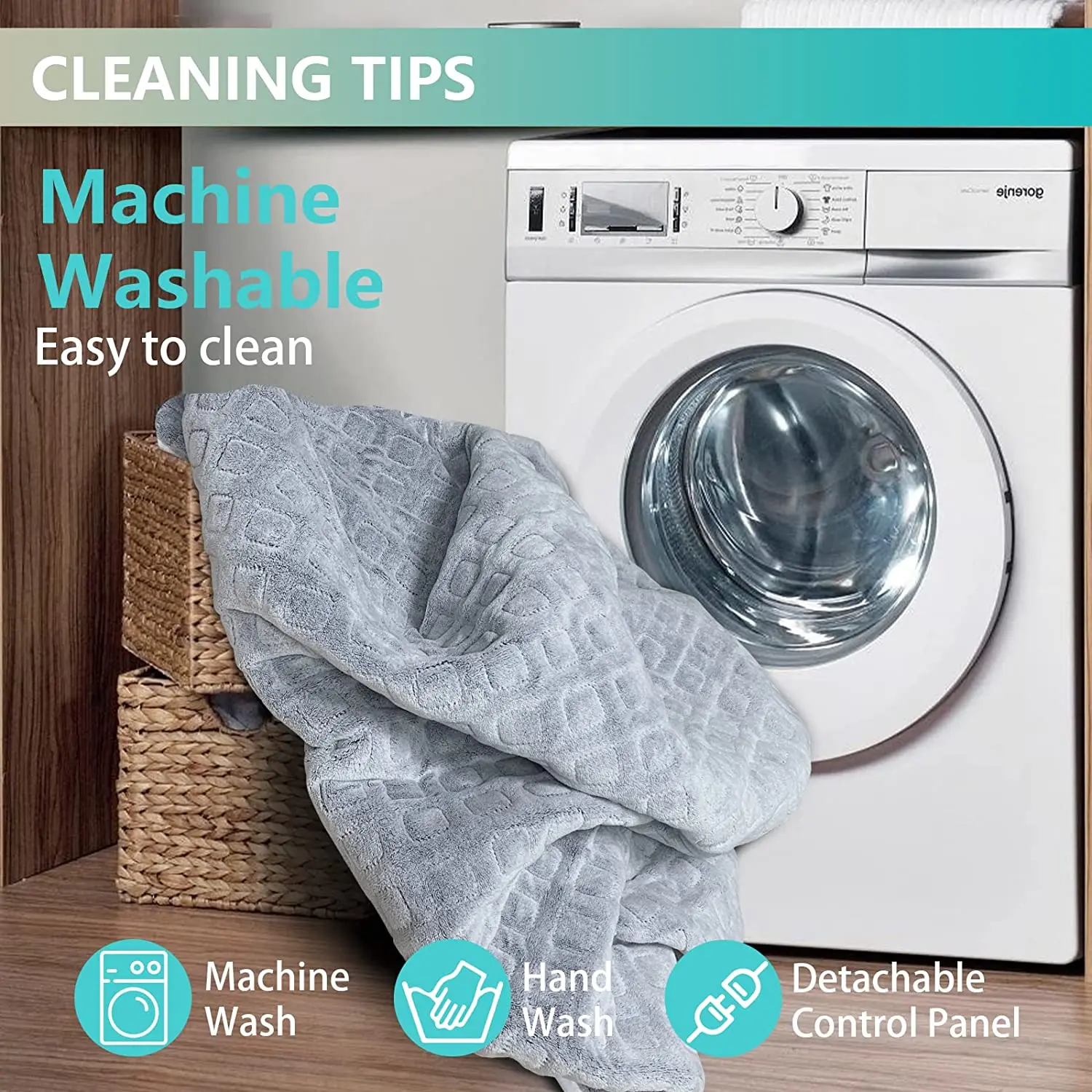 Twin/king size electric heating under thermal blanket with fitted bed skirt