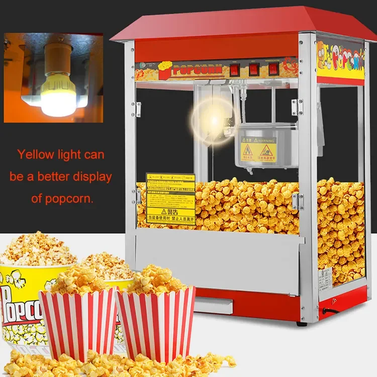 Red Roof Commercial Round Pop Corn Making Maker Customized Popcorn Machine Popcorn Machine 20 oz Kettle Popcorn Machine