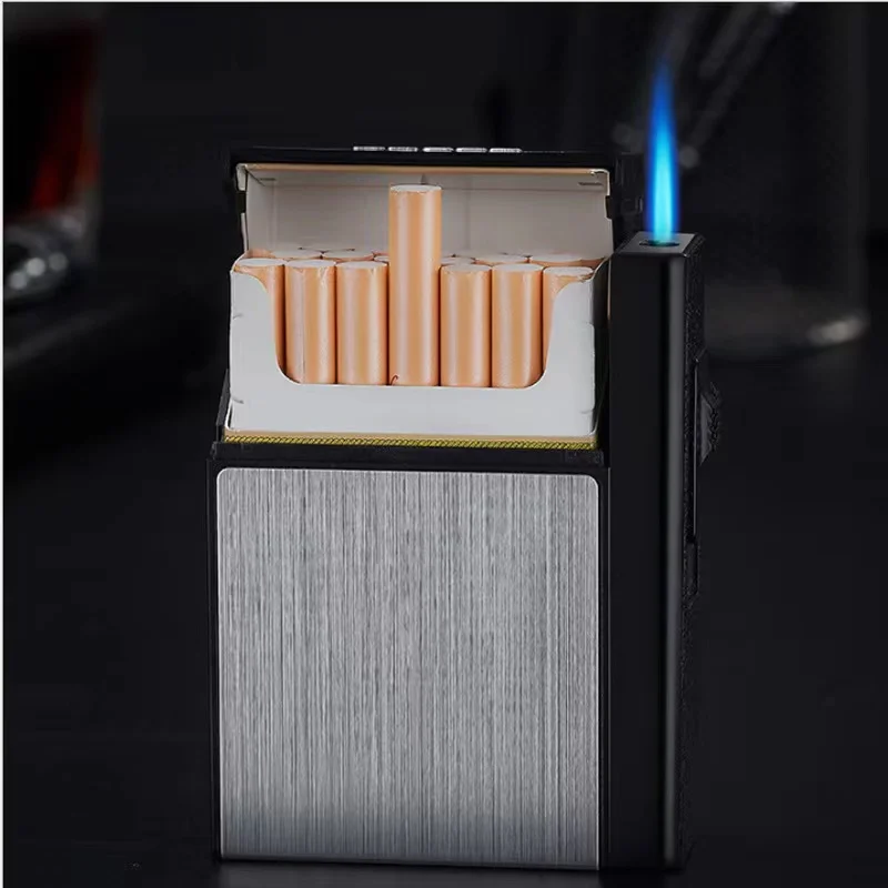 Wholesale Hot Sale  portable metal plastic electronic waterproof gold custom cigarette case box with usb lighter smoking