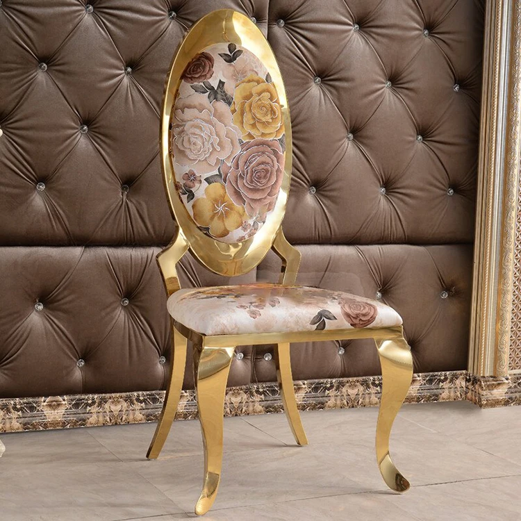 Modern  luxury gold stainless steel unique hotel dining banquet event ceremony wedding chairs