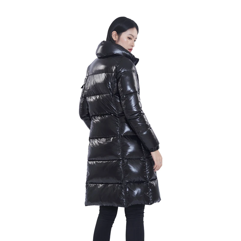 Profile white duck down jacket women 2021 winter new large fur collar long knee padded down jacket