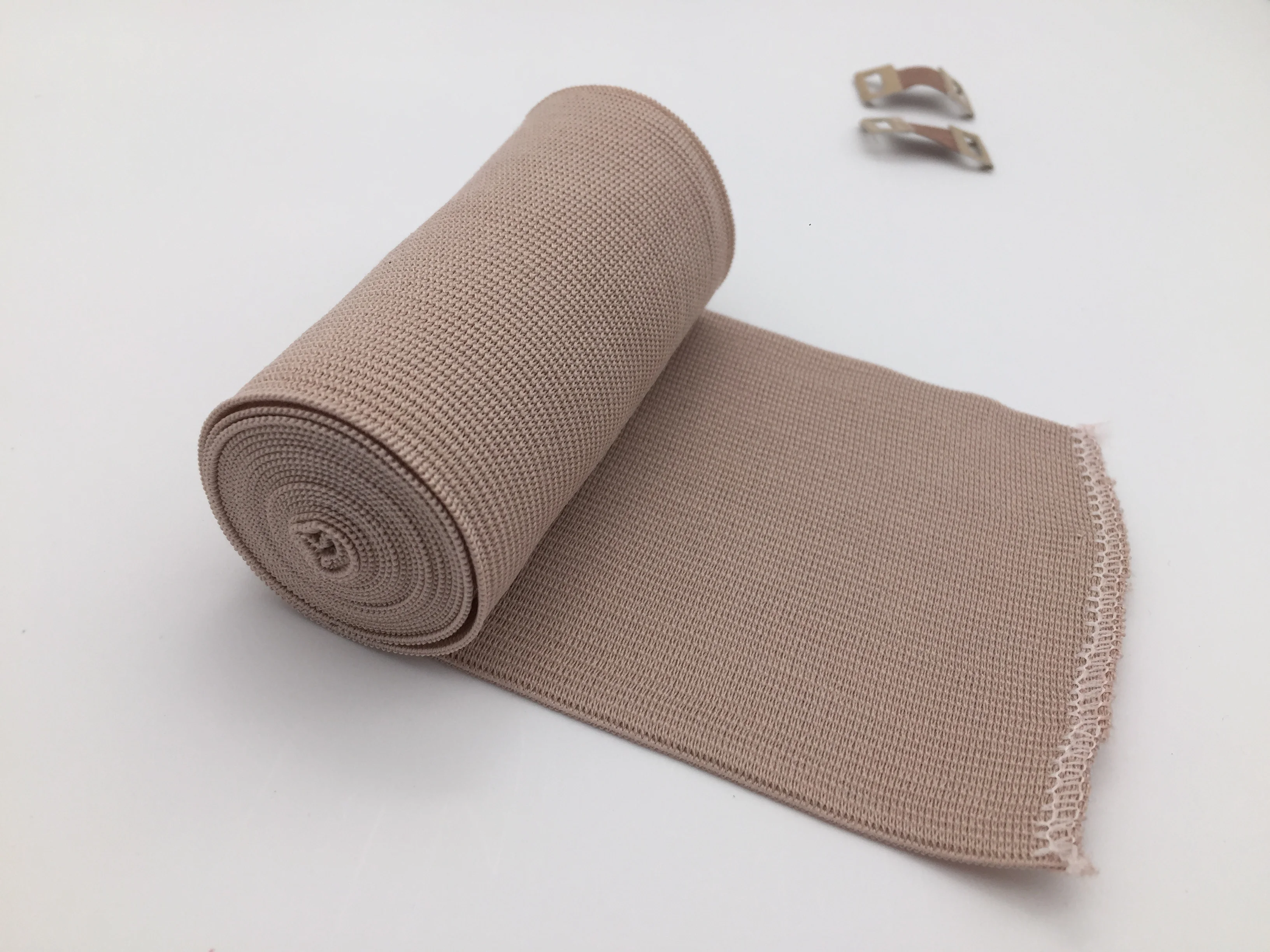 High elastic skin color rubber crepe bandage with clip