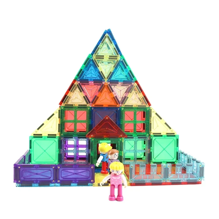 Wholesale Educational Toys ABS Magnet Tiles Light Color Shine Construction Magnetic Building Blocks