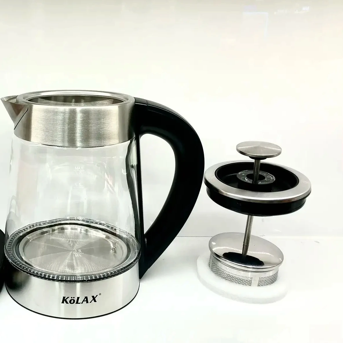 Kolax 1.7L smart glass dual use of boiling water and steaming tea digital temperature control kettle