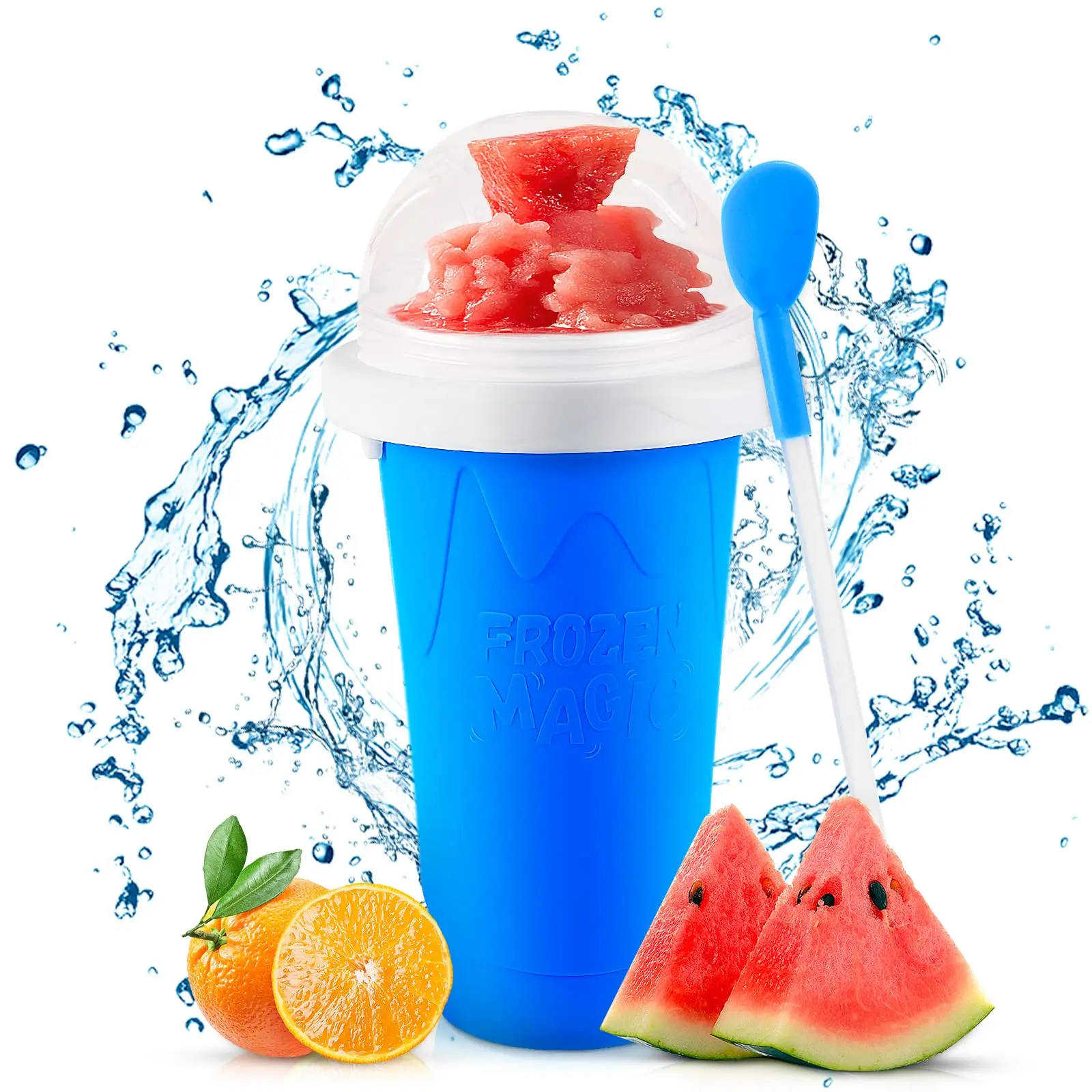 DUMO Eco friendly Plastic Ice Cream Squeeze Cup with Lid Food Grade Silicone Frozen Slushy Maker DIY Smoothie Cup Pinch Cups (1600719794710)