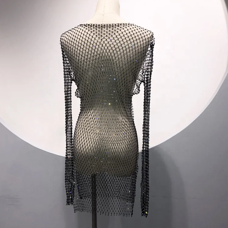  GF028 Женская SS8 черная прозрачная сетчатая пляжная одежда с длинными рукавами и