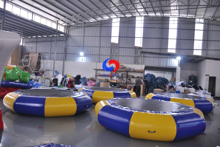 round jump bungee trampoline sea aquatic floating bouncing inflatable water trampoline for outdoor indoor park game